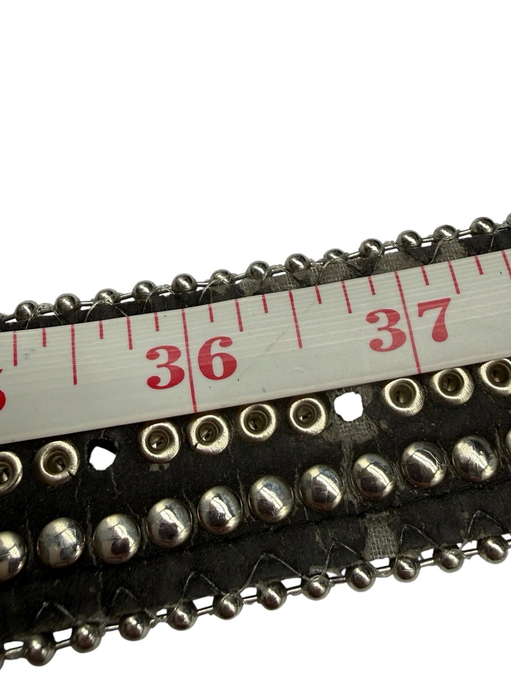 Y2K BTS 2742 Rhinestone Genuine Leather Black Western Belt Small 32-36.5 READ - Picture 13 of 16